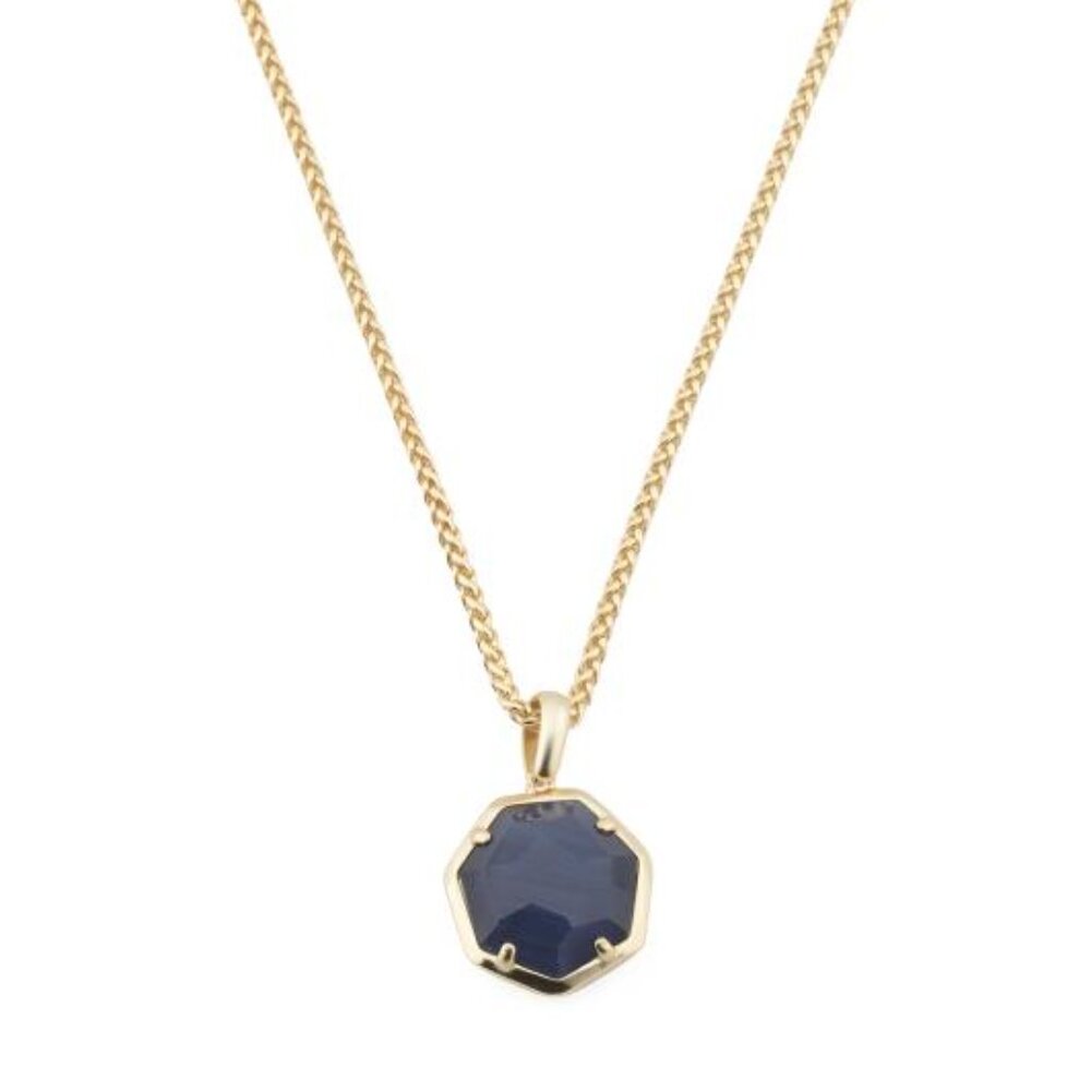 KENDRA SCOTT Gold Cynthia Navy Cat's Eye Short Pendant Necklace